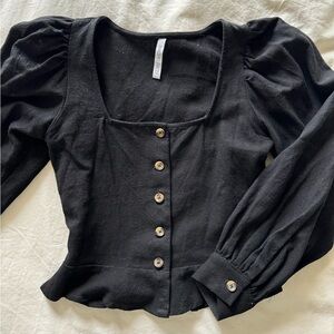 Rachel Pally Linen Canvas Portia Top in Licorice Black XS